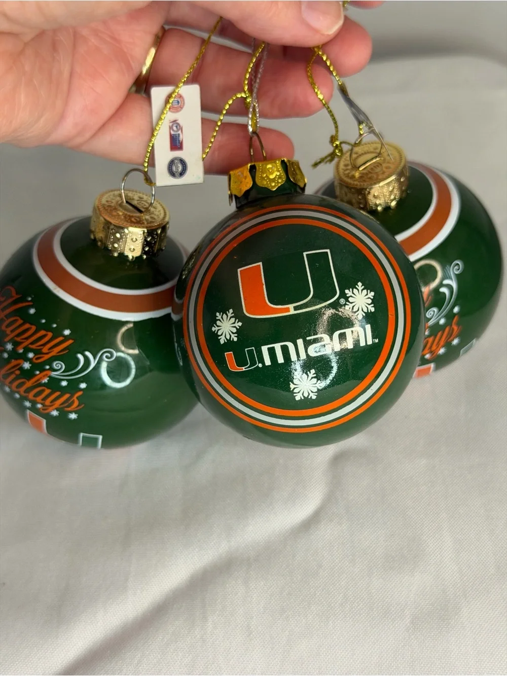 Miami Hurricanes Green Holiday Ornament Set - 3-Pack